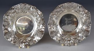 Pair of American Gorham Art Nouveau silver bon bon dishes, design number A 2569, diameter 14cm,