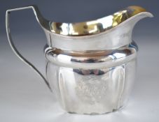Georgian hallmarked silver cream or milk jug with gilt interior, London 1803, maker's mark rubbed,