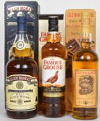 Three bottles of Scotch Whisky comprising Glenmorangie 10 years old Single Highland Malt 70cl 40%,