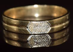 A 9ct gold wedding band / ring set with diamonds and pierced to the inner band 'I LOVE YOU', 3.7g,