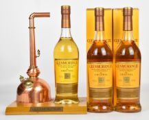 Three bottles of Glenmorangie Highland Single Malt Scotch Whisky, 10 years old, 70cl, 40% vol, two