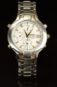 Seiko gentleman's chronograph wristwatch ref. 7T32-7G90 with alarm, date aperture, gold hands and