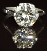 Art Deco platinum ring set with a transitional cut diamond of approximately 3.25ct, 4.7g, size J