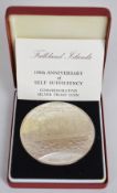 Royal Mint cased Falkland Islands silver proof coin to commemorate 100 Years of Self Sufficiency