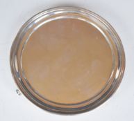 Scottish Victorian hallmarked silver card tray raised on three feet, Edinburgh 1852, maker's mark