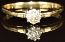 An 18ct gold ring set with an old cut diamond of approximately 0.2ct, 1.6g, size K