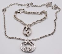 Gucci silver bracelet and necklace, in original boxes