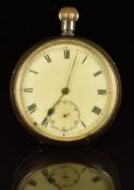 Cudos hallmarked silver keyless winding open faced pocket watch with subsidiary seconds dial,