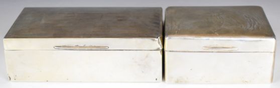 Two hallmarked silver cigarette boxes, the larger Birmingham 1929, maker I S Greenberg & Co, the