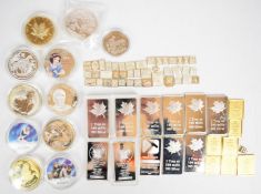 Collection of modern collectible coins including Disney Snow White and Frozen, Silver Britannia,