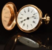 Vacheron 18ct gold keyless winding full hunter pocket watch with blued hands, black Roman