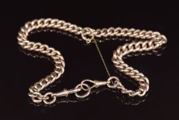 A c1900 9ct rose gold watch chain made up of curb links, 25.2g, 42cm