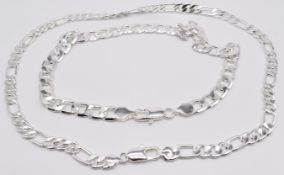 Two silver curb link necklaces, 149g, 48 & 60cm