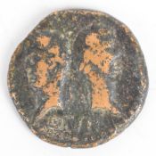 Roman Provincial bronze coin Nemausus Gaul c.AD10-14, obv Rome's first Emperor Augustus and his