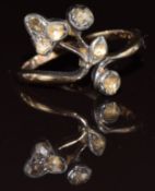 Georgian / Victorian ring set with rose cut diamonds in a foiled setting, 3g, size M