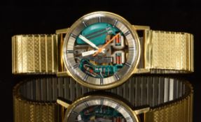Bulova Accutron Spaceview gentleman's wristwatch with luminous hands, silver chapter ring, orange