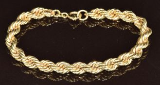A 9ct gold rope twist bracelet, 10.9g, 20cm