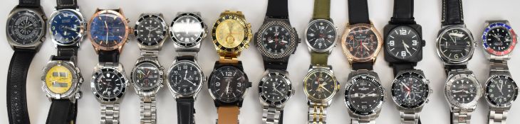 Twenty-three various gentleman's wristwatches including Avia, Pulsar, Casio, Anthony James,