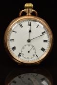 Dimier Frères & Co 9ct gold keyless winding open faced pocket watch with subsidiary seconds dial,