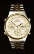 Seiko gentleman's chronograph wristwatch ref. 7A38-7270 with day and date apertures, two-tone hands,