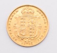 1887 Queen Victoria shield back gold half sovereign