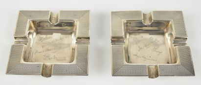 Pair of Hamilton & Co. Indian silver Art Deco ashtrays with Indian silver marks for Hamilton & Co.