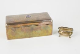 George V hallmarked silver cigarette box with blue enamel monogram below a star and crescent,