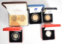 Royal Mint five cased silver proof piedfort coins / sets comprising 1989 £2 coin set, 1990 Belize $