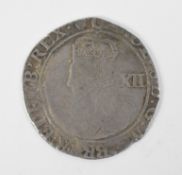 Charles I hammered shilling 1625-49 harp mintmark tower mint, larger bust with rounded shoulder,
