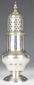 Georgian hallmarked silver sugar caster of baluster form, London 1761, maker John Delmester,