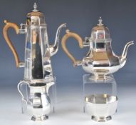 Garrard Elizabeth II hallmarked silver four piece tea set of octagonal form comprising teapot, hot
