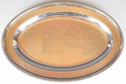 Georgian hallmarked silver meat or similar serving platter with gadrooned edge and Perseverance (