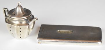 George V hallmarked silver cigarette or similar case with tambour style slider and marked patent