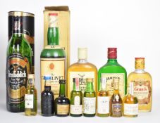 Five bottles of whisky to include Glenfiddich, Glenlivet, Jameson and Grant's and eight whisky