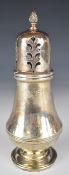 Elizabeth II hallmarked silver sugar caster, Birmingham 1957, maker Henry Clifford Davis, height