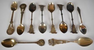Six military interest hallmarked silver teaspoons comprising a pair of Worcestershire Regiment