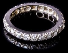 Art Deco platinum eternity ring set with 24 old cut diamonds, each approximately 0.03ct, 3.1g,