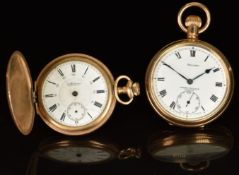 Two gold plated pocket keyless winding pocket watches, one Record for James Walker of London open