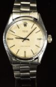 Rolex Oyster gentleman's wristwatch ref. 6480 with steel hands and hour markers, blued centre