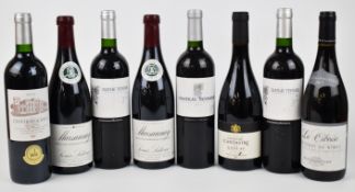 Eight bottles of French red wine to include Louis Latour Marsannay 2015 13% vol, Chateau Teyssier
