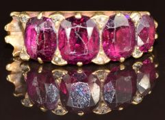 A c1900 18ct gold ring set with paste and rose cut diamonds (one stone missing), 5.2g, size P