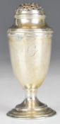 Peter & Ann Bateman Georgian hallmarked silver pepper, London 1798, height 7cm, weight 23g