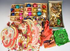 Vintage Christmas decorations to include approximately 20 glass baubles, fifteen smaller baubles,