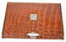 Swaine & Adeney Ltd London George V hallmarked silver mounted crocodile skin or similar cigarette