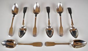 Set of eight Alexander Cameron, Dundee Scottish provincial Georgian hallmarked silver fiddle pattern