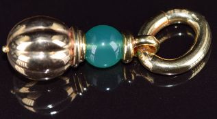 An 18ct gold pendant set with chrysoprase, maker's mark Charles Garnier, 10.1g, 5cm