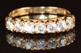 A 9ct gold ring set with cubic zirconia, 2.2g, size N