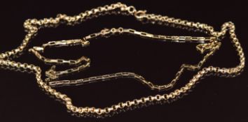 Two 9ct gold chains,15.3g, 48 & 44cm