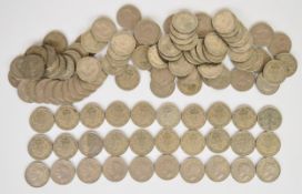 Approximately 1155g pre-1947 coinage and two pre-1947 florin / two shilling coins