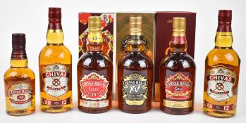Six bottles of Chivas Regal Blended Scotch Whisky comprising five 70cl bottles and one 35cl, all 40%